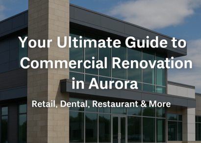Modern commercial building in Aurora featuring glass façade, representing full-service renovation